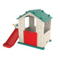 Domek Ogrodowy 3w1 dla dzieci Zielony Dach + Zjeżdżalnia + Koszykówka