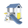 Domek Ogrodowy 3w1 dla dzieci Niebieski Dach + Zjeżdżalnia + Koszykówka