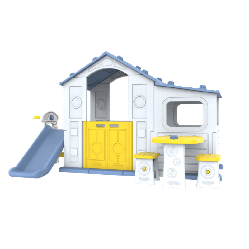 Duży Dom Z Przedsionkiem 4w1 Niebieski Dach