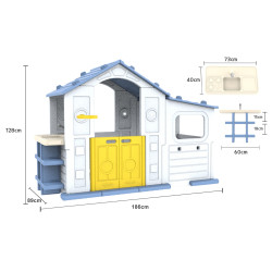 Duży Dom Z Przedsionkiem, Koszykówką i Zlewem Niebieski Dach