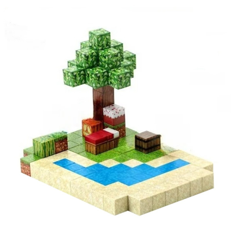 Klocki Magnetyczne Minecraft 128 szt. – Polana i Zatoczka | Zabawkolandia24