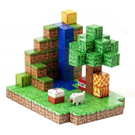 Klocki Magnetyczne Minecraft 128 szt. – Polana z Wodospadem | Zabawkolandia24