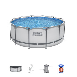 Basen stelażowy Steel Pro MAX 366x122 12FT BESTWAY 5w1 + Drabinka + Pokrywa + Pompa Filtr