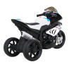 Motor BMW HP4 na akumulator dla dzieci Biały + 3 Koła + LED + MP3 USB + Ekoskóra
