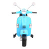 Skuter Vespa elektryczny dla dzieci Niebieski + Kółka pomocnicze + Audio + Ekoskóra + EVA + Wolny Start