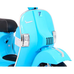Skuter Vespa elektryczny dla dzieci Niebieski + Kółka pomocnicze + Audio + Ekoskóra + EVA + Wolny Start