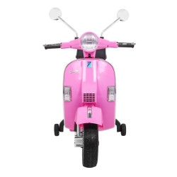Skuter Vespa elektryczny dla dzieci Różowy + Kółka pomocnicze + Audio + Ekoskóra + EVA + Wolny Start