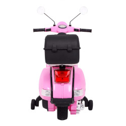Skuter Vespa elektryczny dla dzieci Różowy + Kółka pomocnicze + Audio + Ekoskóra + EVA + Wolny Start