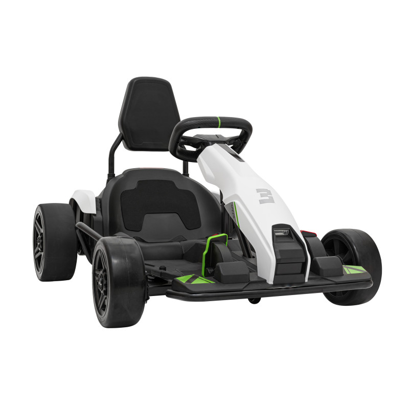 Gokart Fast 3 Drift na akumulator dla dzieci Biały + Funkcja driftu + Silniki 2x150W + Radio LED + Pasy