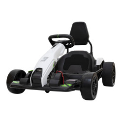 Gokart Fast 3 Drift na akumulator dla dzieci Biały + Funkcja driftu + Silniki 2x150W + Radio LED + Pasy