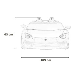 Lamborghini Aventador SV na akumulator dla 2 dzieci Szary + Silnik bezszczotkowy + Pompowane koła + Audio LED