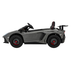 Lamborghini Aventador SV na akumulator dla 2 dzieci Szary + Silnik bezszczotkowy + Pompowane koła + Audio LED