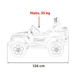 Jeep Wrangler Rubicon na akumulator dla dzieci Pomarańczowy + Pilot + Radio MP3 LED + Koła EVA