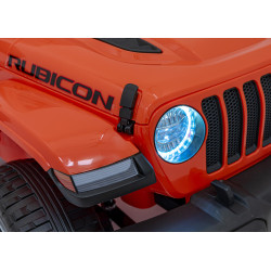 Jeep Wrangler Rubicon na akumulator dla dzieci Pomarańczowy + Pilot + Radio MP3 LED + Koła EVA