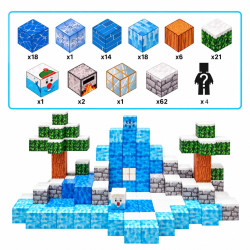 Klocki Magnetyczne Minecraft Sześciany 144 szt. – Zimowa Sceneria | Zabawkolandia24