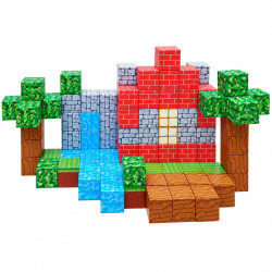 Klocki Magnetyczne Minecraft 100 szt. - 8 magnesów - Czerwony Domek