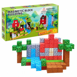 Klocki Magnetyczne Minecraft 100 szt. - 8 magnesów - Czerwony Domek