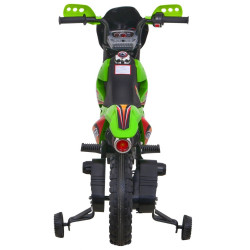 Motorek Cross dla dzieci Pojazd na akumulator Zielony + Pomocnicze kółka + Dźwięki LED