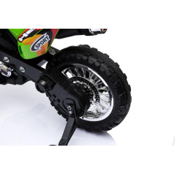 Motorek Cross dla dzieci Pojazd na akumulator Zielony + Pomocnicze kółka + Dźwięki LED