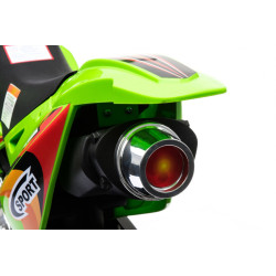 Motorek Cross dla dzieci Pojazd na akumulator Zielony + Pomocnicze kółka + Dźwięki LED