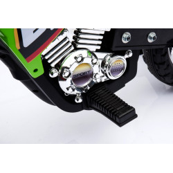 Motorek Cross dla dzieci Pojazd na akumulator Zielony + Pomocnicze kółka + Dźwięki LED