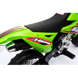 Motorek Cross dla dzieci Pojazd na akumulator Zielony + Pomocnicze kółka + Dźwięki LED