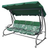 Duża Huśtawka ogrodowa 4-osobowa Zielone Motyle + Tekstylina + Daszek + Regulowane siedzisko + 4 Poduszki