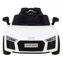 Audi R8 na akumulator dla dzieci Biały + Pilot + EVA + Wolny Start + MP3 LED