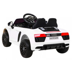 Audi R8 na akumulator dla dzieci Biały + Pilot + EVA + Wolny Start + MP3 LED