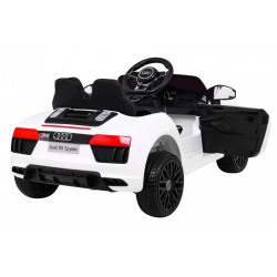 Audi R8 na akumulator dla dzieci Biały + Pilot + EVA + Wolny Start + MP3 LED