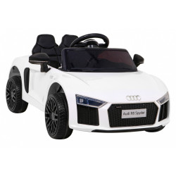 Audi R8 na akumulator dla dzieci Biały + Pilot + EVA + Wolny Start + MP3 LED