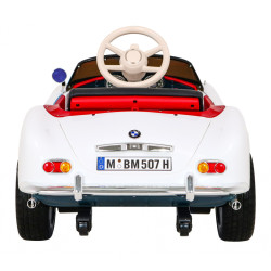 Autko BMW 507 Retro elektryczne dla dzieci Biały + Audio LED + Pilot + Ekoskóra + EVA + Wolny Start