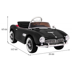 Autko BMW 507 Retro elektryczne dla dzieci Czarny + Audio LED + Pilot + Ekoskóra + EVA + Wolny Start