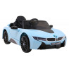 BMW I8 Lift Auto na akumulator Niebieski + Pilot + Wolny Start + 3-pkt pasy + MP3 USB + LED
