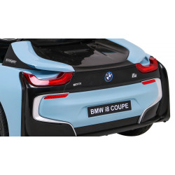 BMW I8 Lift Auto na akumulator Niebieski + Pilot + Wolny Start + 3-pkt pasy + MP3 USB + LED