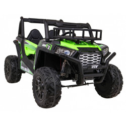 Buggy UTV Terenówka dla dzieci Zielony + Pilot + Bagażnik + Wolny Start + EVA + MP3 LED