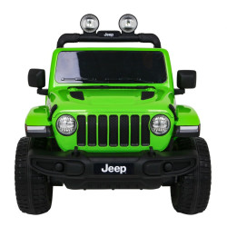 Jeep Wrangler Rubicon na akumulator dla dzieci Zielony + Pilot + Radio MP3 LED + Koła EVA